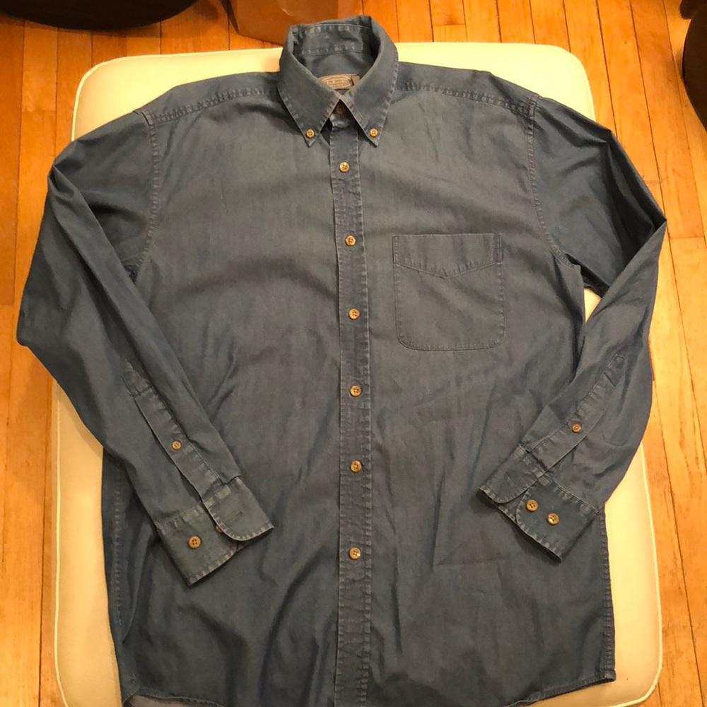 Talbots men’s dress blue denim button down shirt